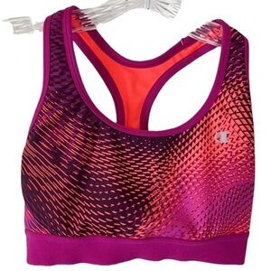 Champion Womens Sports Bra Size S Neon Orange Medium Support Racerback Lined